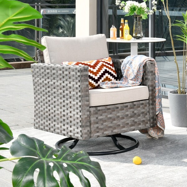 OVIOS Swivel Rocking Wicker Chair