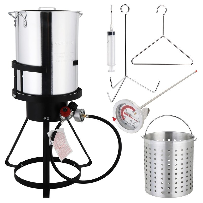 30 Qt. Aluminum Turkey Fryer and Single Burner Fryer Boiler Steamer Set