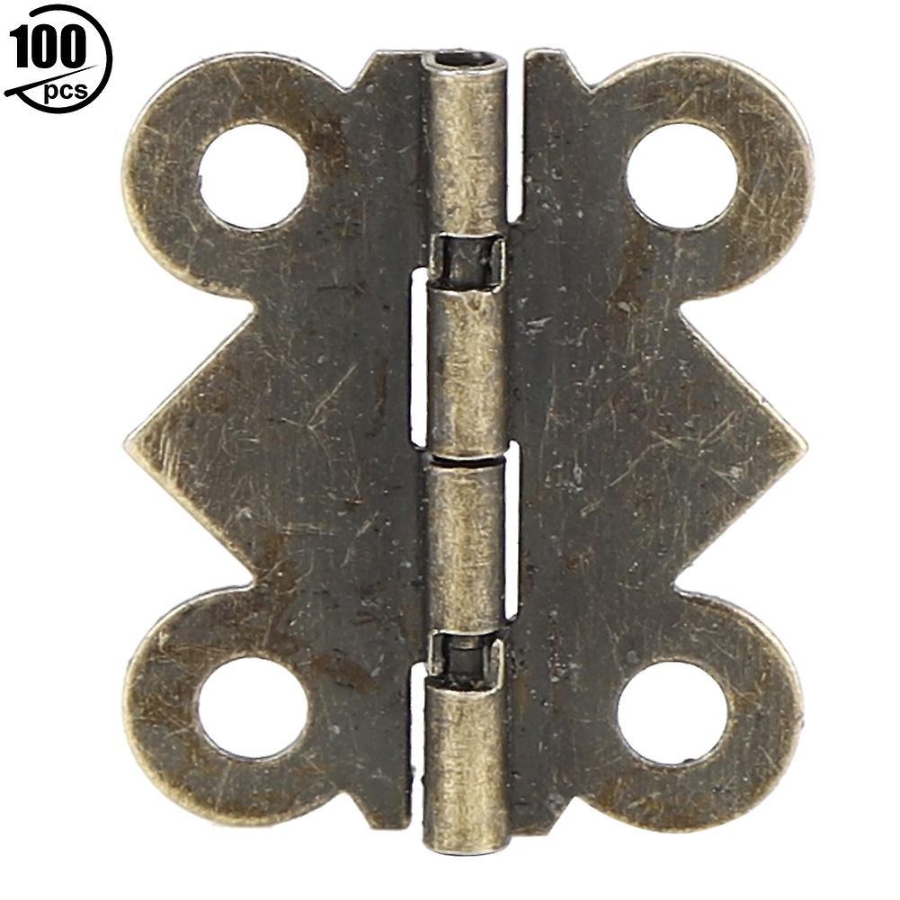 100pcs Retro Jewelry Box Hinge Metal Cabinet Lock Decorative Hasp Hardware Fittingss Bronze 90 Degrees