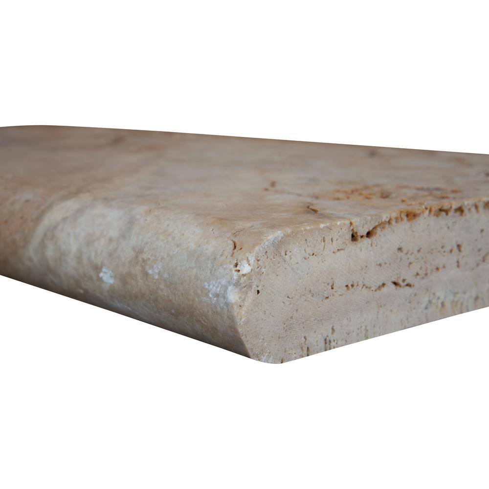 MSI 12 in. x 24 in. Porcini Brushed Travertine Pool Coping (40-Pieces80 sq. ft.Pallet) TPOR1224HUF