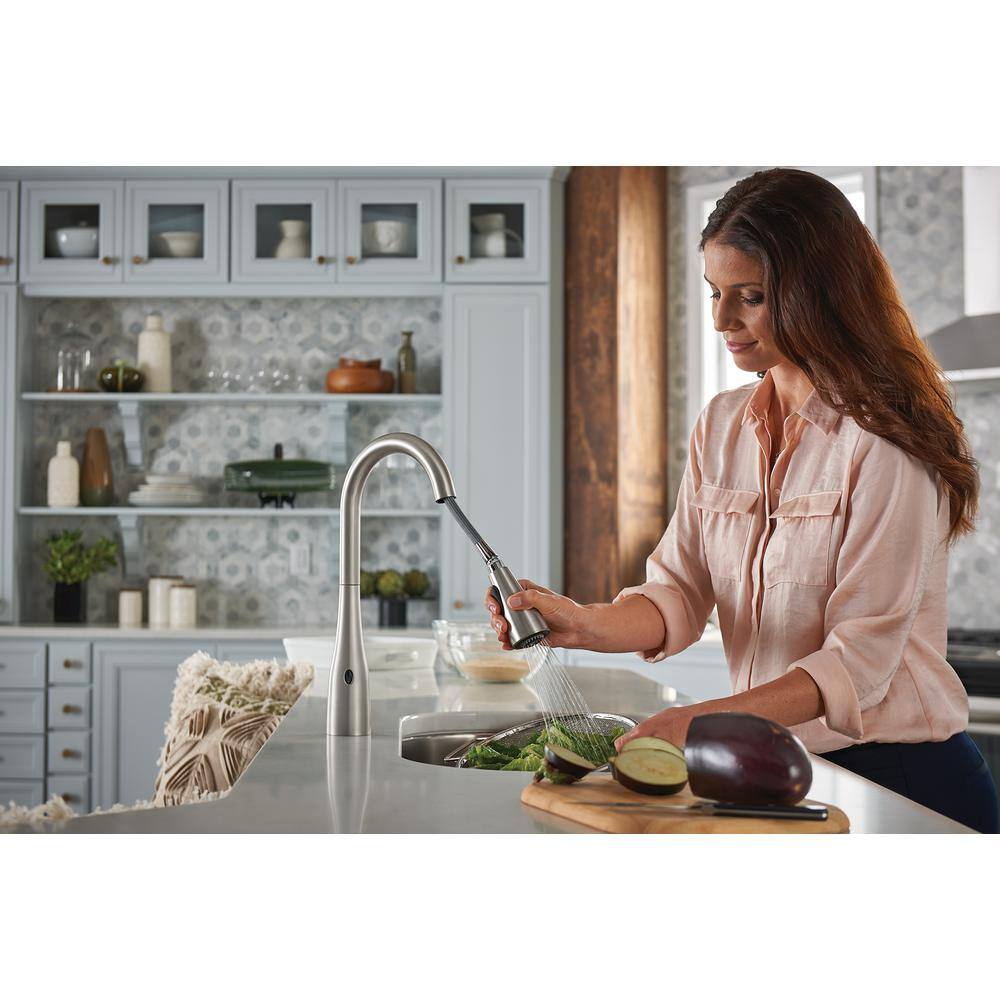 MOEN Arbor Touchless Single-Handle Pull-Down Sprayer Kitchen Faucet with MotionSense Wave in Oil rubbed Bronze 7594EWORB