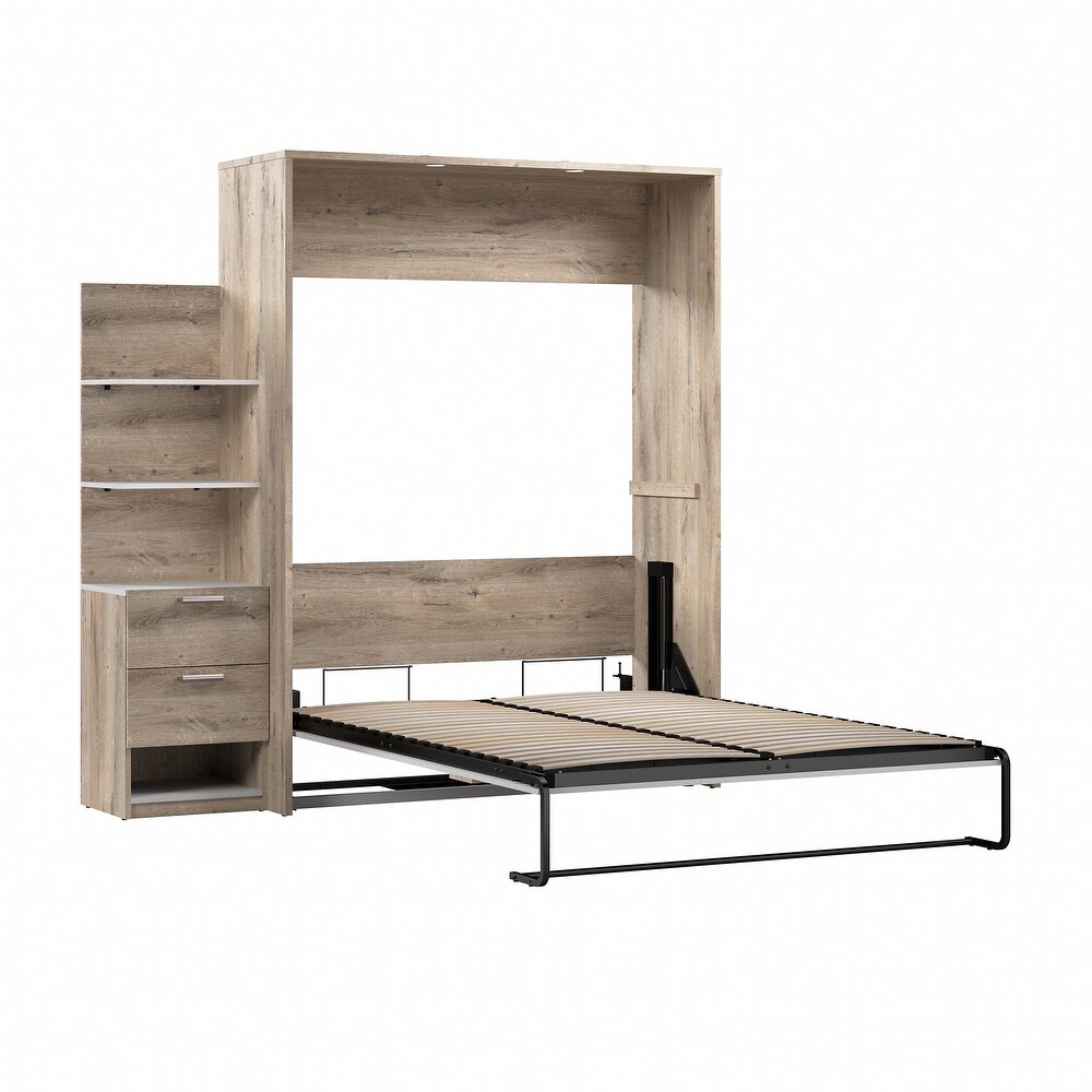 Cielo Queen Murphy Bed with Floating Shelves by Bestar