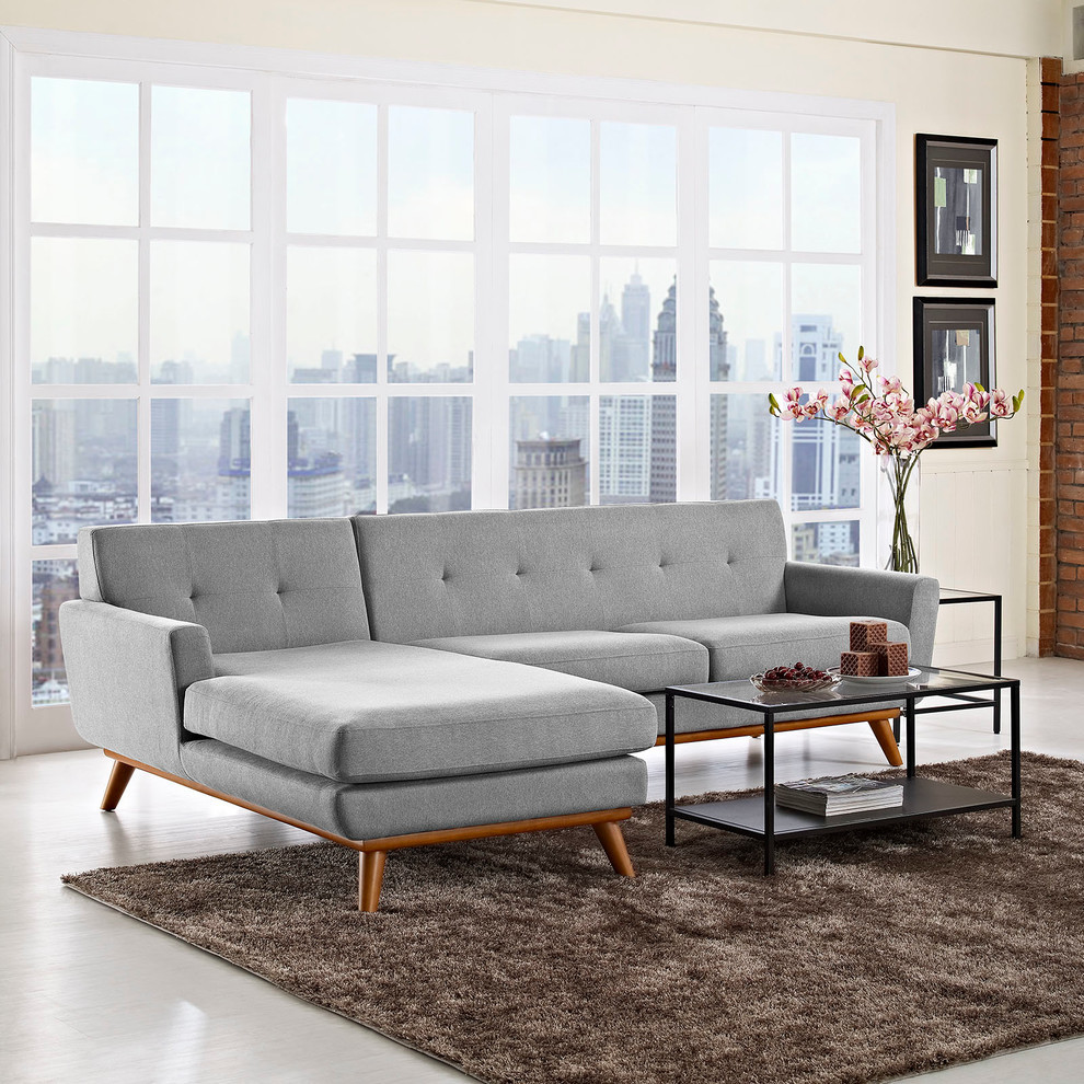 Modern Contemporary Left Facing Sectional Sofa  Azure  Fabric   Midcentury   Sectional Sofas   by House Bound  Houzz