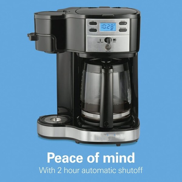 2-Way Programmable Coffee Maker， Single-Serve or 12 Cups， Black