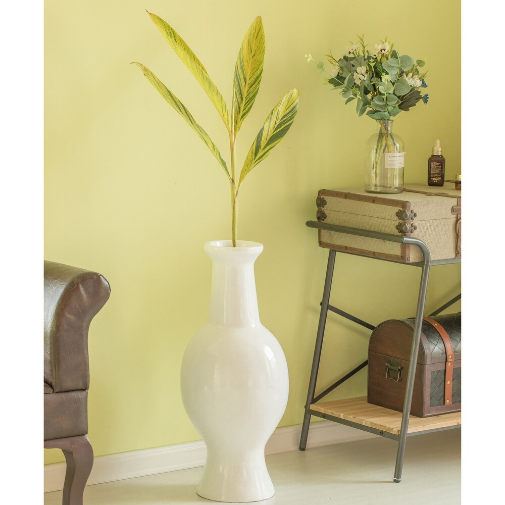 Modern Trumpet flower vase  White Unique Floor Vase  26 Inch Floor Vase  Home Interior Decoration  Modern Large Floor Vase