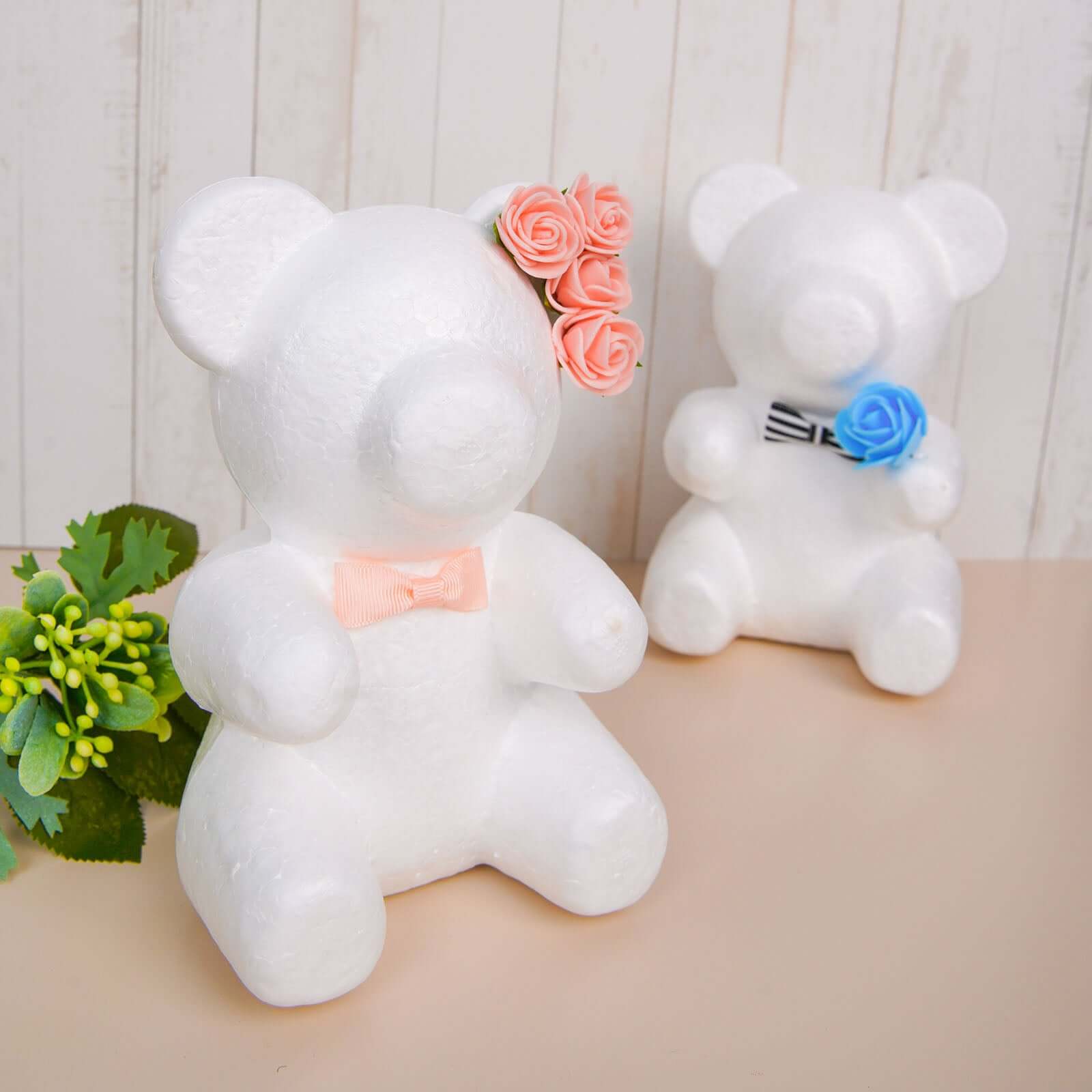 2 Pack DIY White 3D Modeling StyroFoam Bears, Polystyrene Craft Foam Animals 7