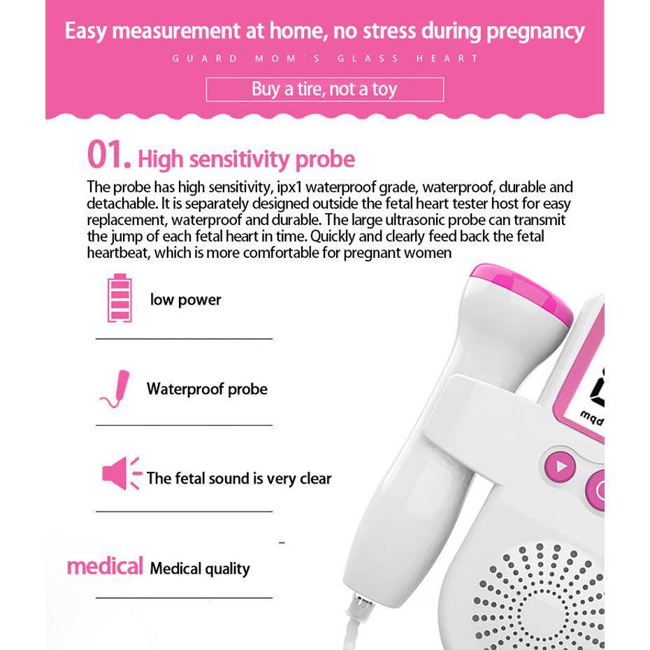 Aoibox Fetal Heart Rate Monitor Home Pregnancy Baby Fetal Sound Heart Rate Detector HDDB1537