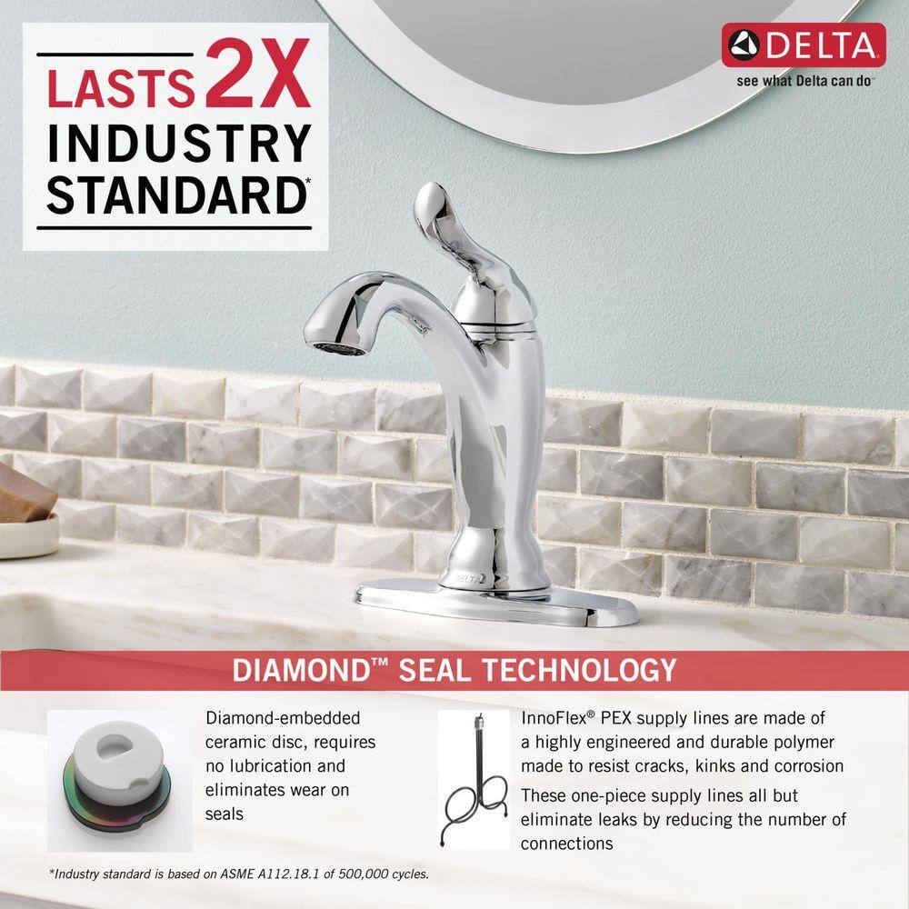 Delta Linden Single Hole Single-Handle Bathroom Faucet with Metal Drain Assembly in Champagne Bronze 594-CZMPU-DST