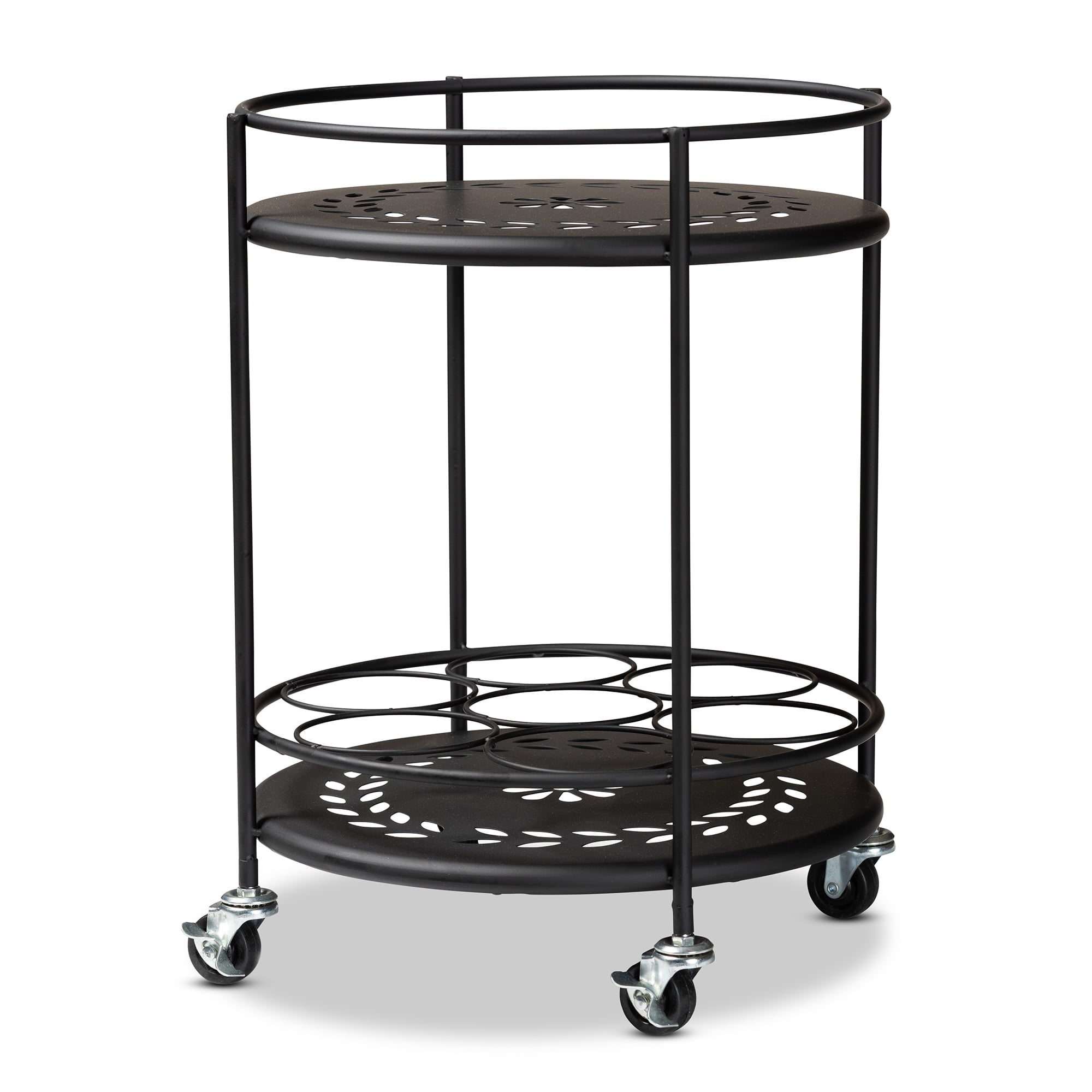 Baxton Studio Dallan Modern Industrial Black Metal 2-Tier Kitchen Cart