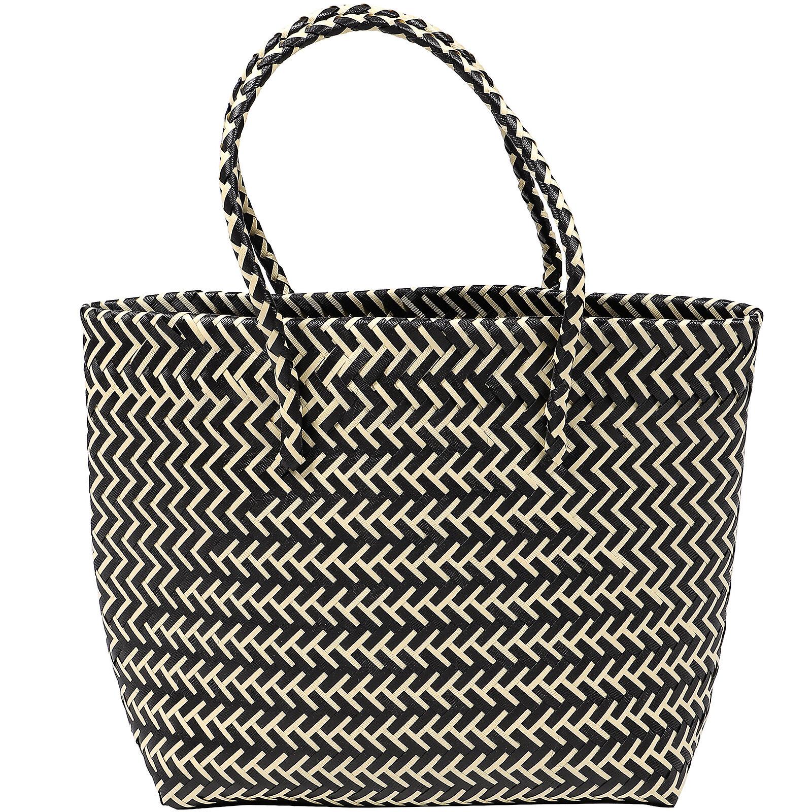 Portable Woven Basket Large-capacity Sundries Storage Basket Multi-use Basket For Shopping