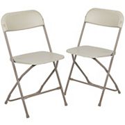 Emma and Oliver Set of 2 Brown Stackable Folding Plastic Chairs - 650 LB Weight Capacity