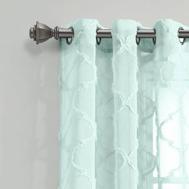 Set Of 2 Avon Trellis Grommet Sheer Window Curtain Panels Lush D cor