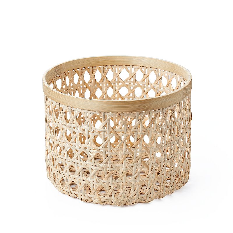 Saddle River Round Natural Cane and Bamboo Rim Storage Basket 2-piece Set