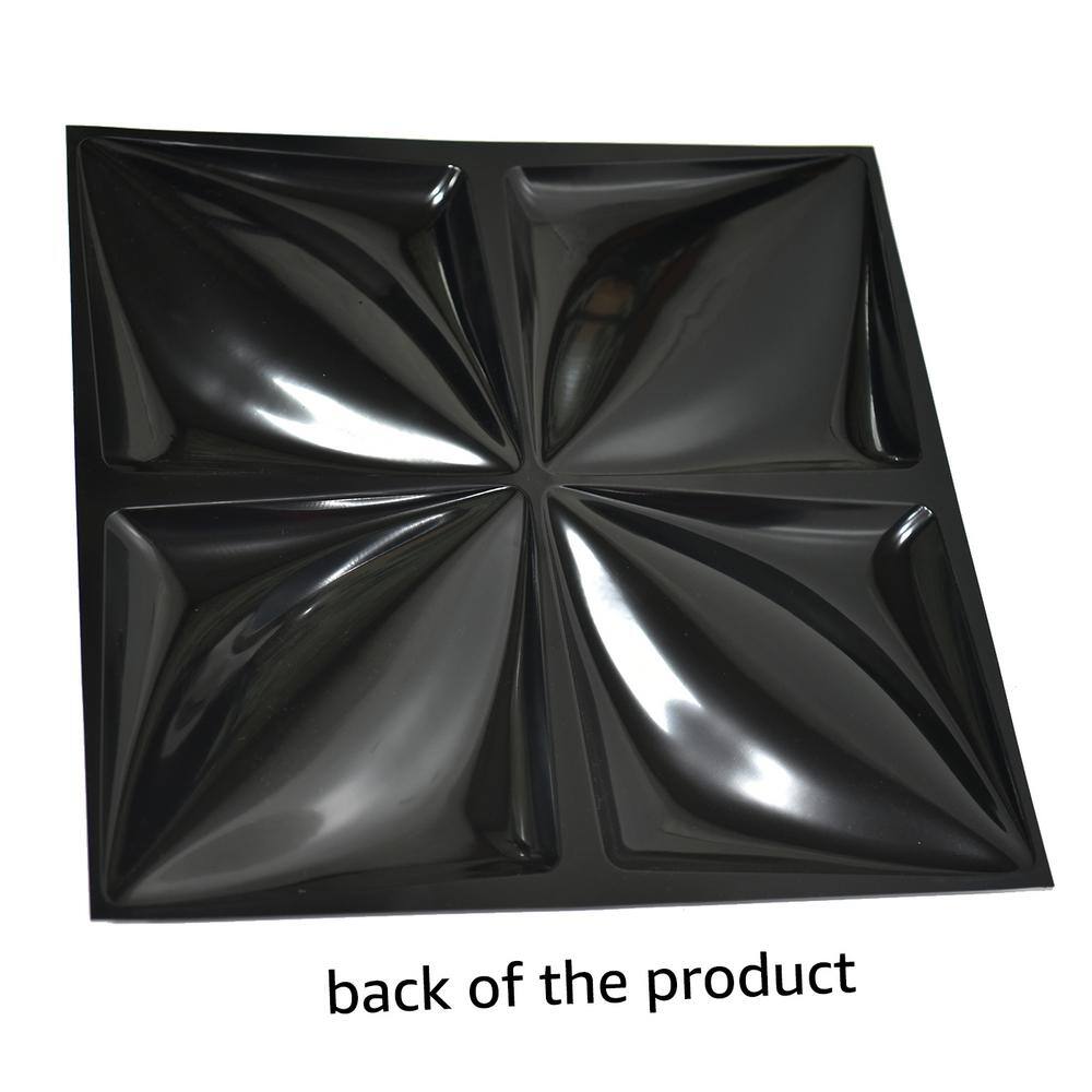 Art3d Butterfly Pattern 19.7 in. x 19.7 in. PVC Decorative 3D Wall Panel in Black (Set of 12) A10hd001BKP12