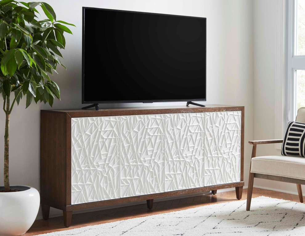 Modern Wood 70 quotConsole With With doors  TV Stand  Fully Assembled  Brown   Transitional   Entertainment Centers And Tv Stands   by Martin Furniture  Houzz