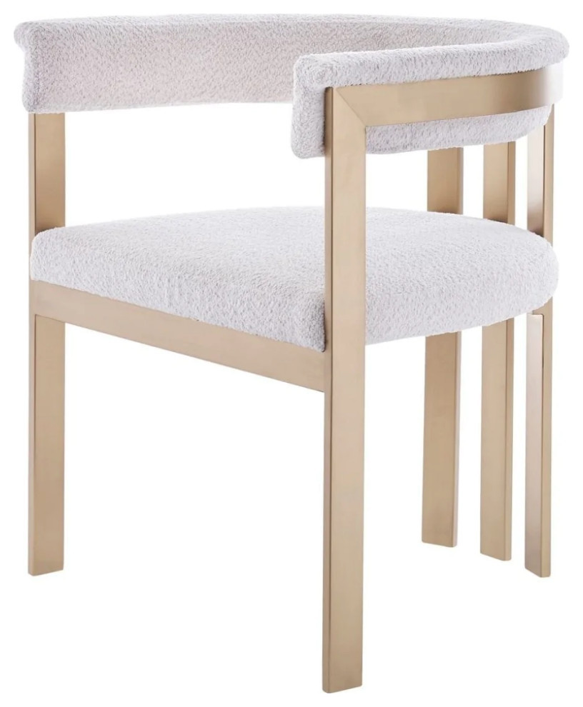 Leone Modern Beige Sherpa and Gold Dining Chair  Set of 2   Contemporary   Dining Chairs   by Rustic Home Furniture Deco  Houzz