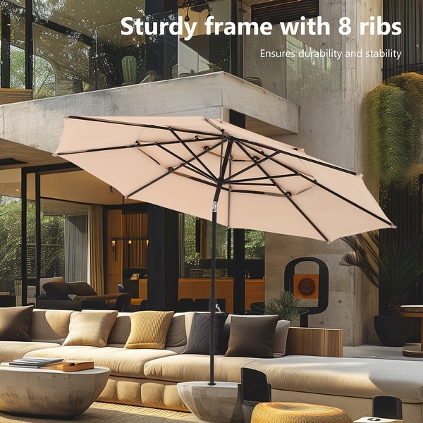 MAISON ARTS Metal/PE Rattan 6piece Outdoor Dining Set with Umbrella