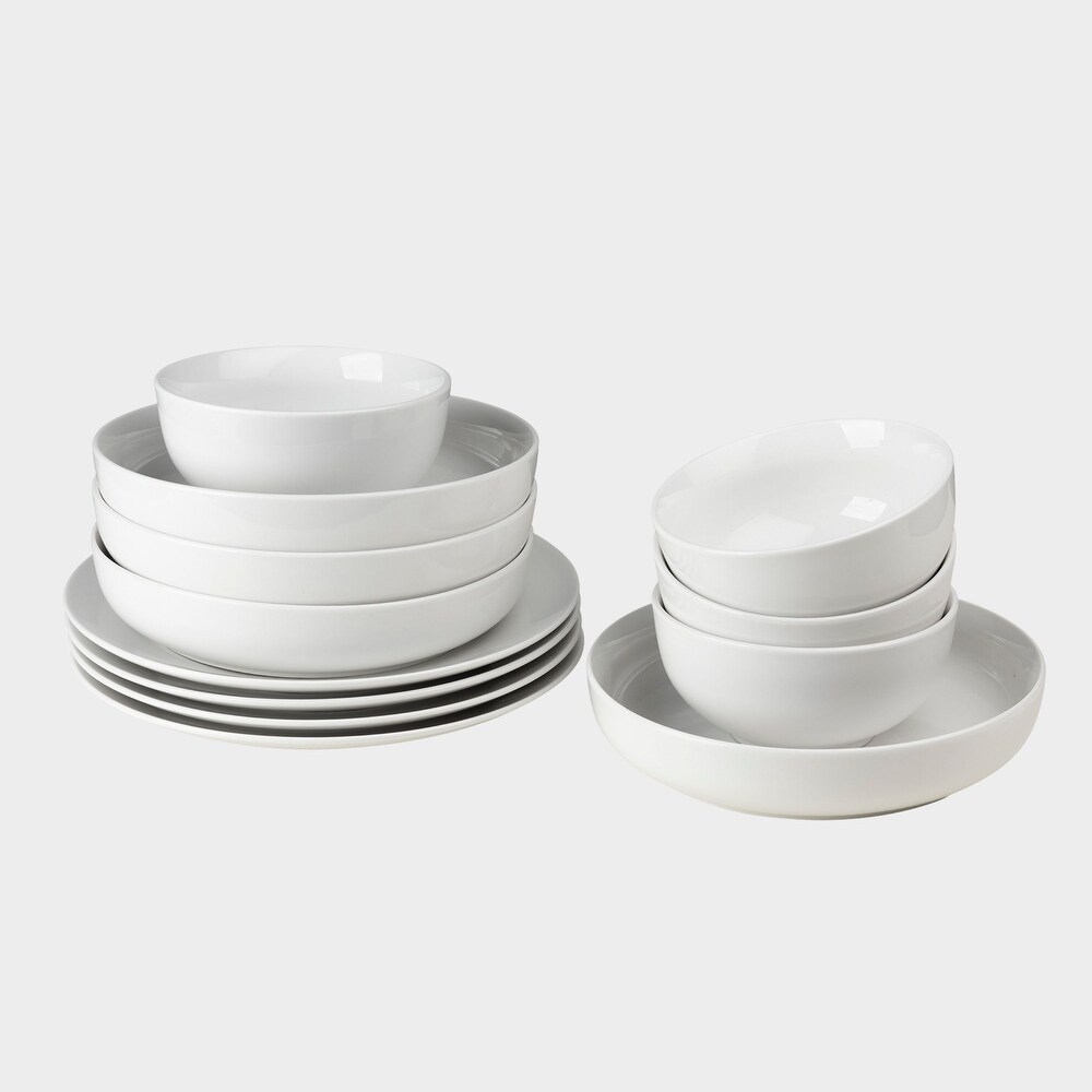 Euro Ceramica White Essential 12 Piece Dinnerware Set (Service for 4)