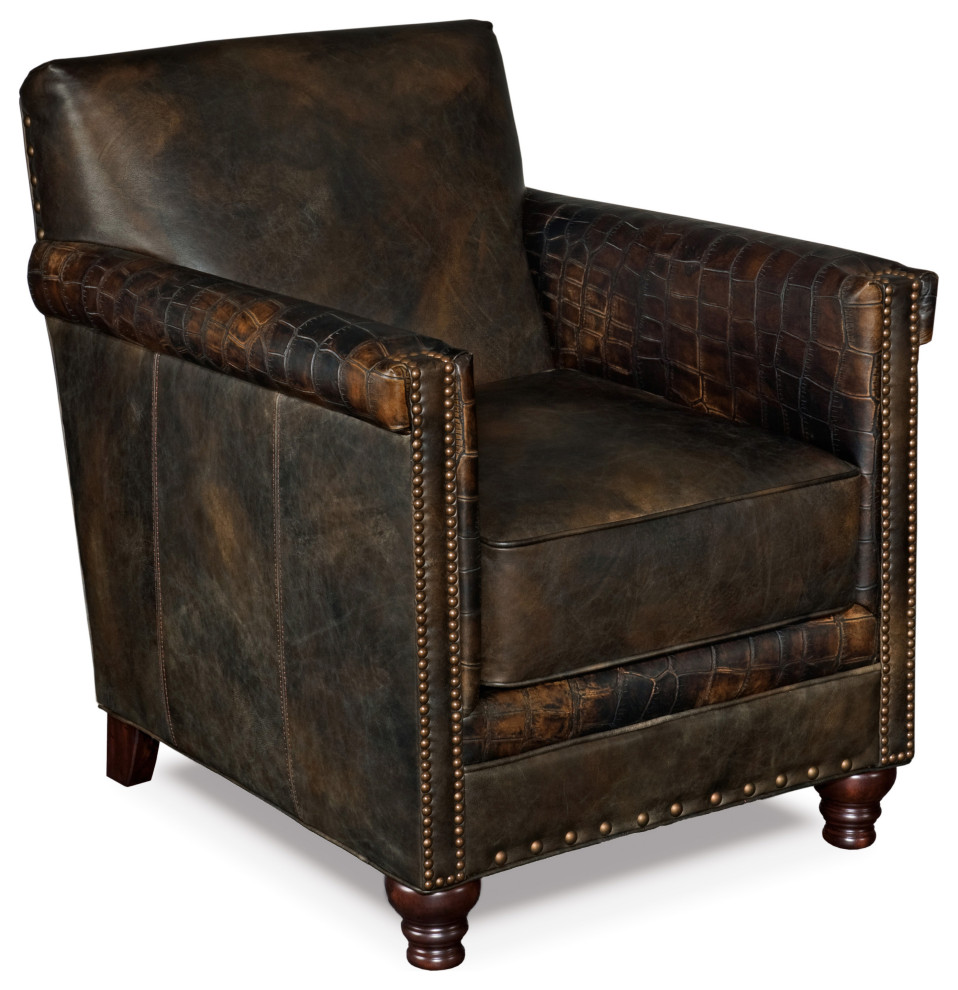 Old Saddle Fudge/Old Saddle Fudge Crocodile Leather Club Chair   Traditional   Armchairs And Accent Chairs   by Buildcom  Houzz