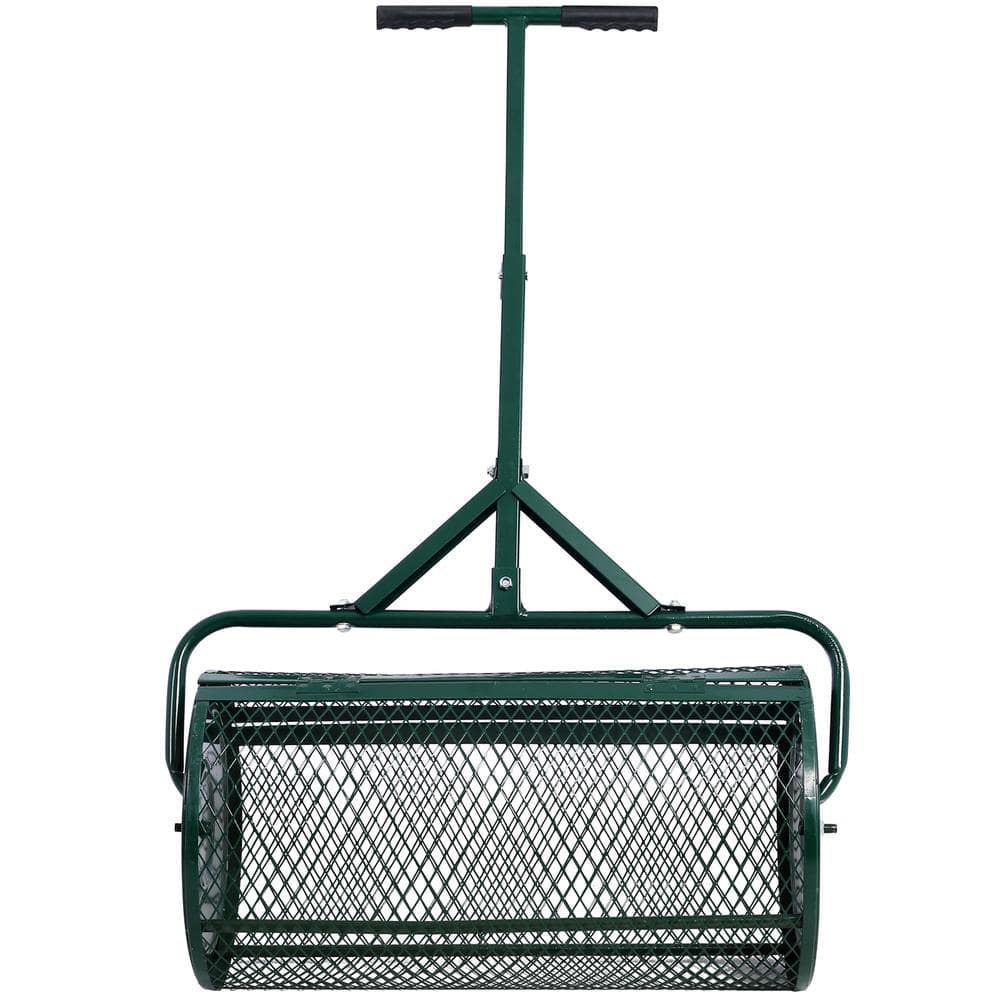 Kahomvis 24 in. Steel Handle Peat Moss Spreader Metal Compost Spreader Metal Mesh (Dia 15.7 in.) GH-LKW4-057