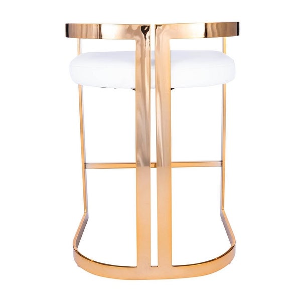 Offex Clarence Modern Gold and White Faux Leather Counter Stool - 19.5