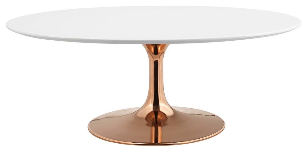 Modern Deco Coffee Table  Metal Steel Wood  White Rose Gold   Midcentury   Coffee Tables   by House Bound  Houzz