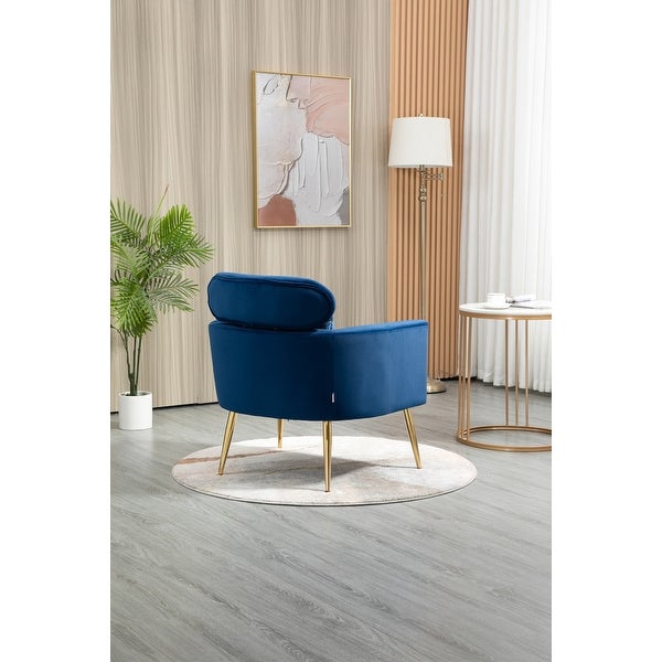 Modern Lounge Accent Chair with Velvet Upholstery， Navy