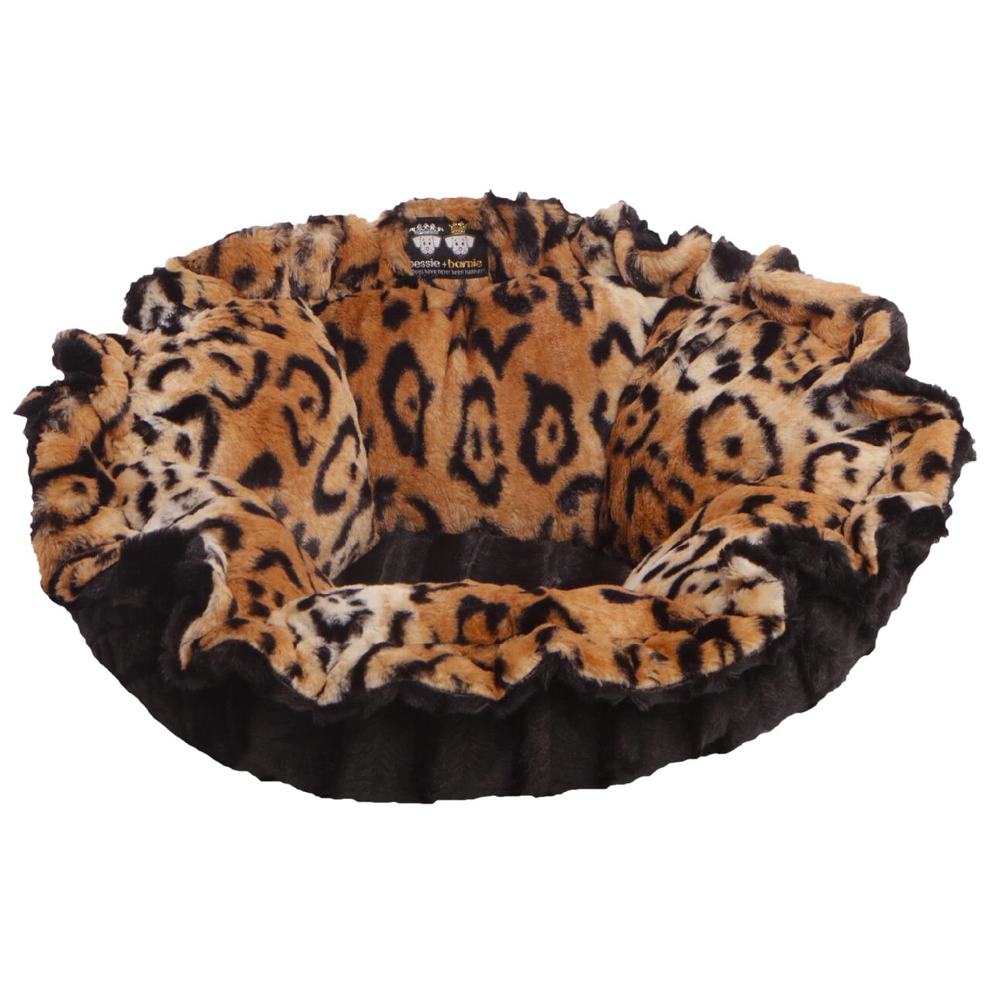 Bessie  Barnie Ultra Plush Deluxe Chepard Black Puma Pet Cuddle Pod Cat Bed， 30