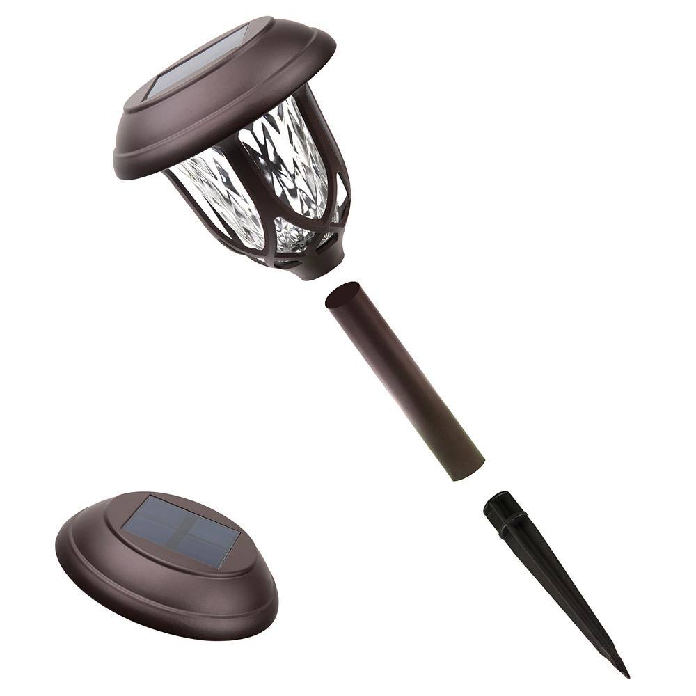 Alpine Corporation 17 in. Tall Solar Powered Bronze Super Bright High Lumen LED Outdoor Path Light Stakes (Set of 2) SLA416SLR-2