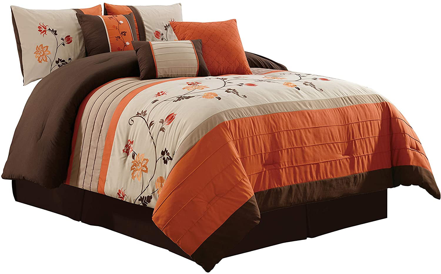 Chezmoi Collection Chezmoi Collection Contemporary 7 Piece Comforter Sets Queen with Comforter and Shams and Bed Skirt and Decorative Pillows and Breakfast Cushion