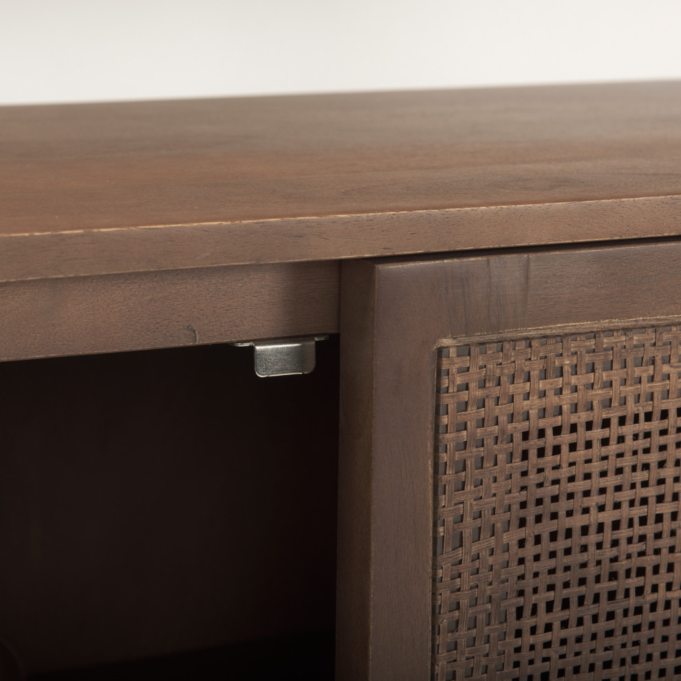 Grier Medium Brown Solid Wood With Cane Accent Cabinet   Tropical   Accent Chests And Cabinets   by Mercana  Houzz