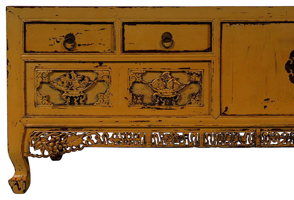 Consigned Antique Chinese Carved Bed Foot chest/Coffee Table   Asian   Accent Chests And Cabinets   by Golden Treasures Antiques and Collectibles Inc  Houzz