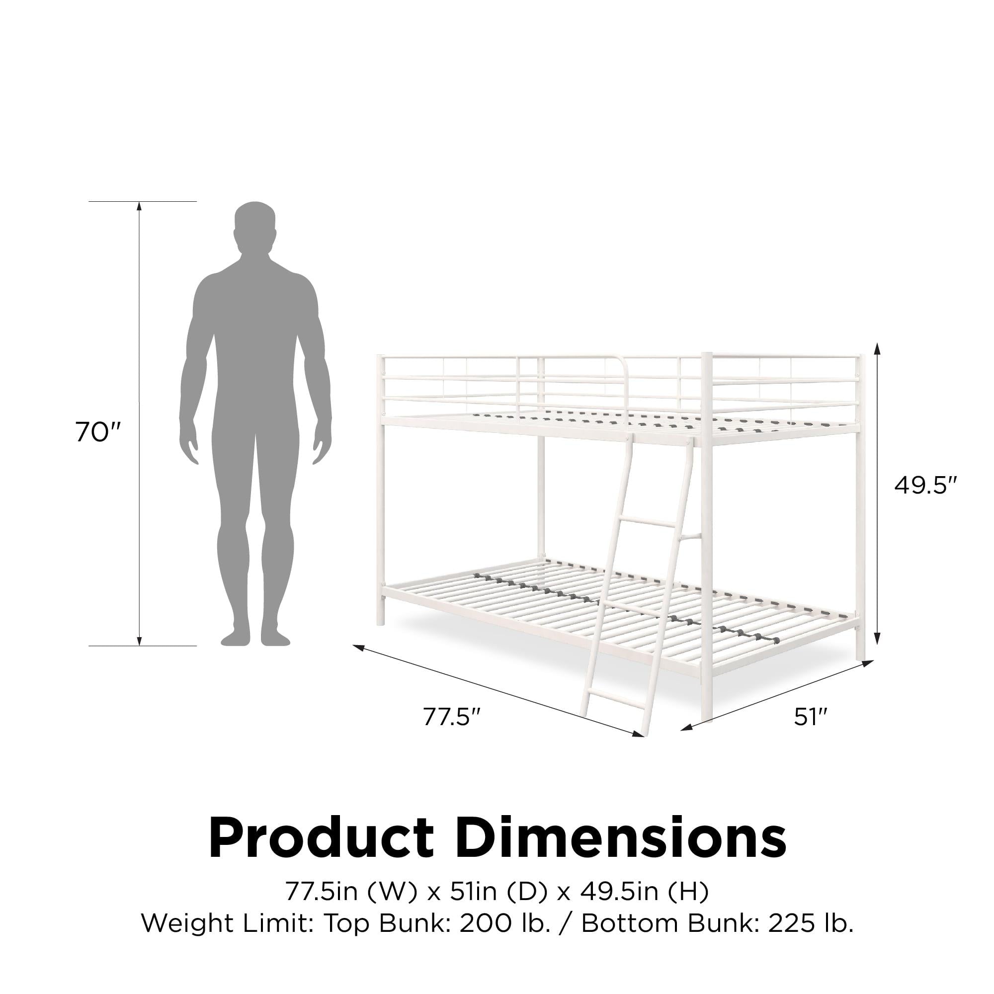 Mainstays Small Space Junior Twin over Twin Metal Bunk Bed, Off White