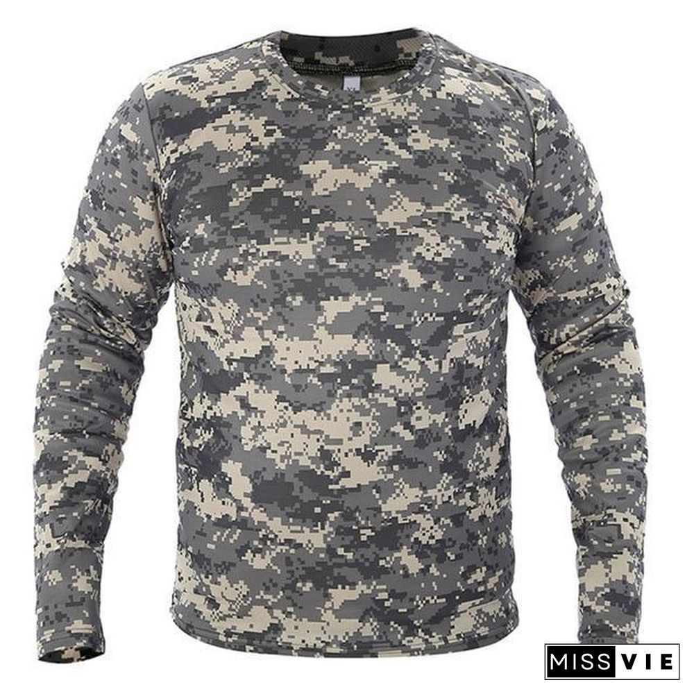 Men Long Sleeve Tactical Camouflage T-shirt camisa masculina Quick Dry Military Army shirt