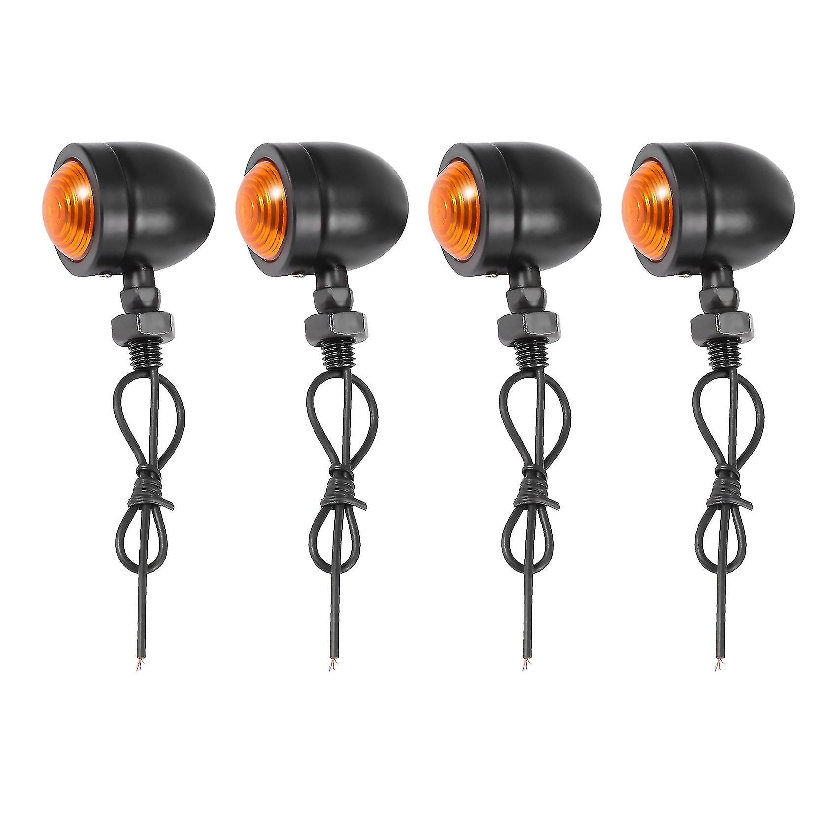 4pcs Black Motorcycle Turn Signal Indicator Lamp Light Blinker Light For Chopper Bobber