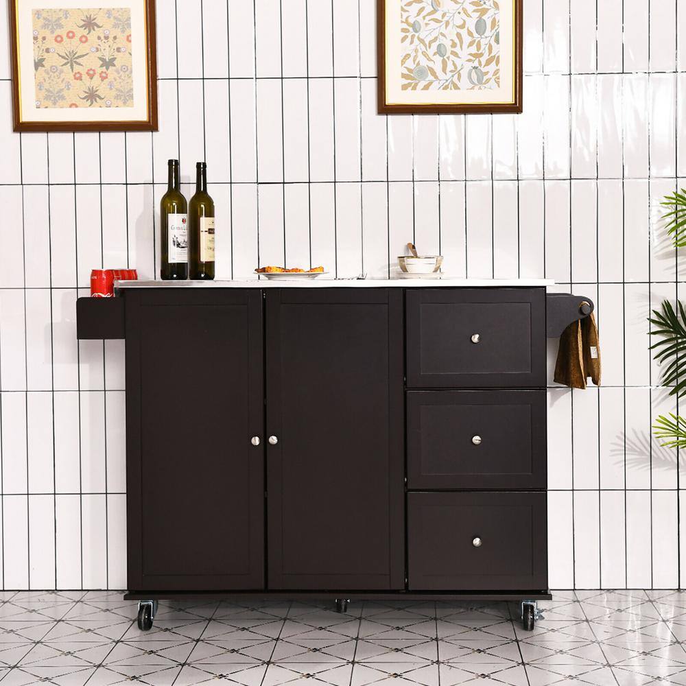 Costway Brown 2-Door Storage Buffet with Steel Top HW64505CF