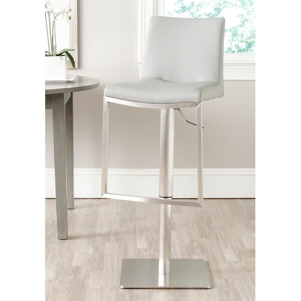 SAFAVIEH 22-31.9-inch Ember Grey Leather Adjustable Swivel Bar Stool - 17.7