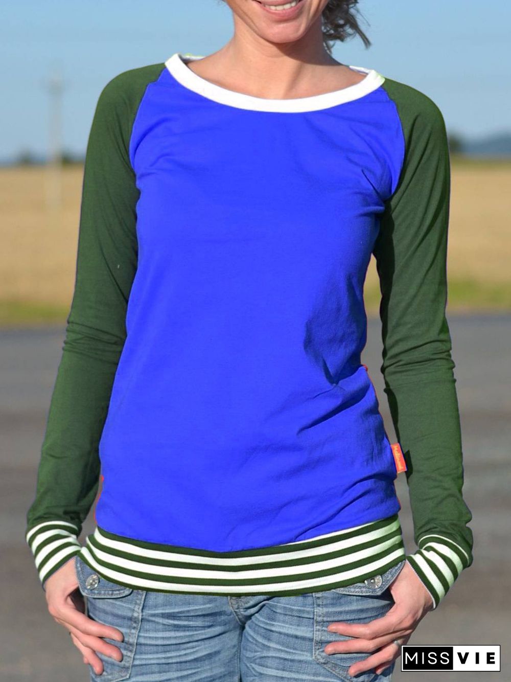 Casual Striped Crew Neck T-Shirts