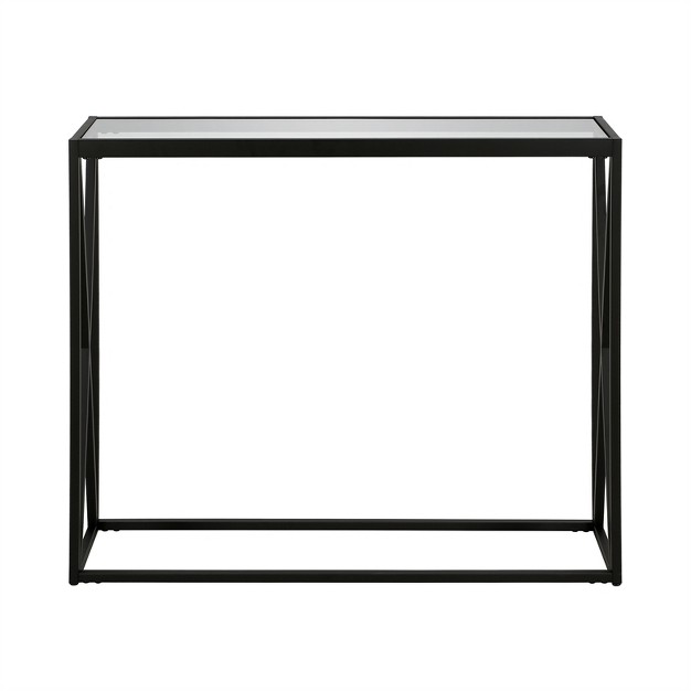 Metal Geometric Glass Top Console Table In Black Henn amp hart