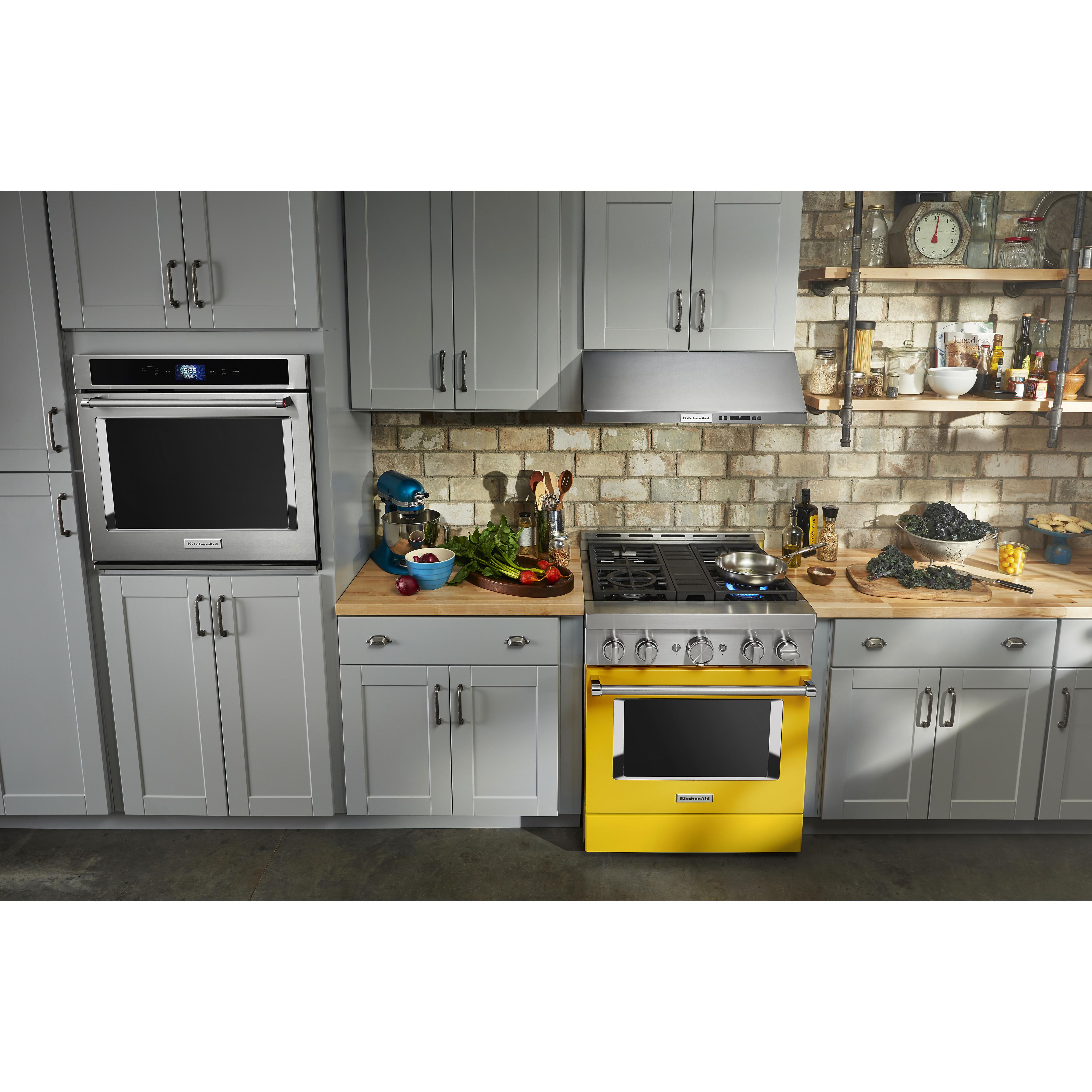 KitchenAid 30-inch Freestanding Gas Range with Even-Heat? True Convection KFGC500JYP