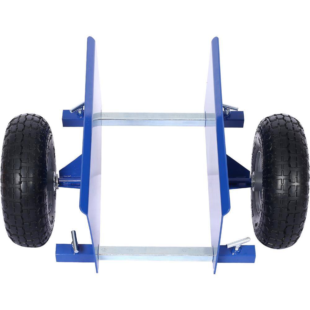 Tidoin 10 in. Blue Lumber Transfer Panel Handbarrow Dolly with Pneumatic Wheels and 600 lb. Load Capacity GH-YDW4-169