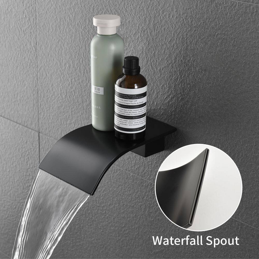 Boyel Living Single-Handle 1-Spray Tub and Shower Faucet with 10 in. Square Fixed Shower Head in Matte Black (Valve Included) BL-33012B