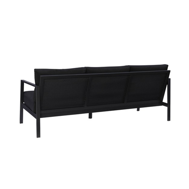 Linon Lark Aluminum Three Seater Sofa Black