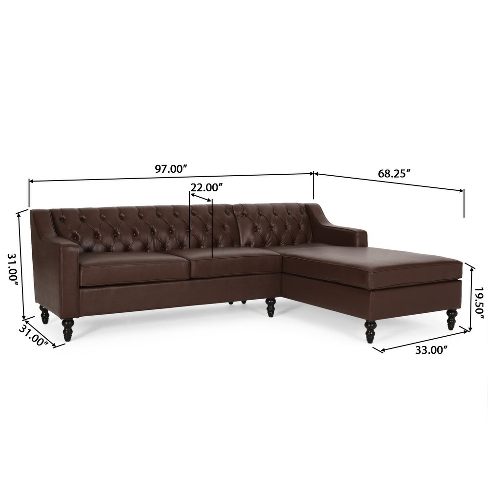 Furman Contemporary Tufted Chaise Sectional by Christopher Knight Home