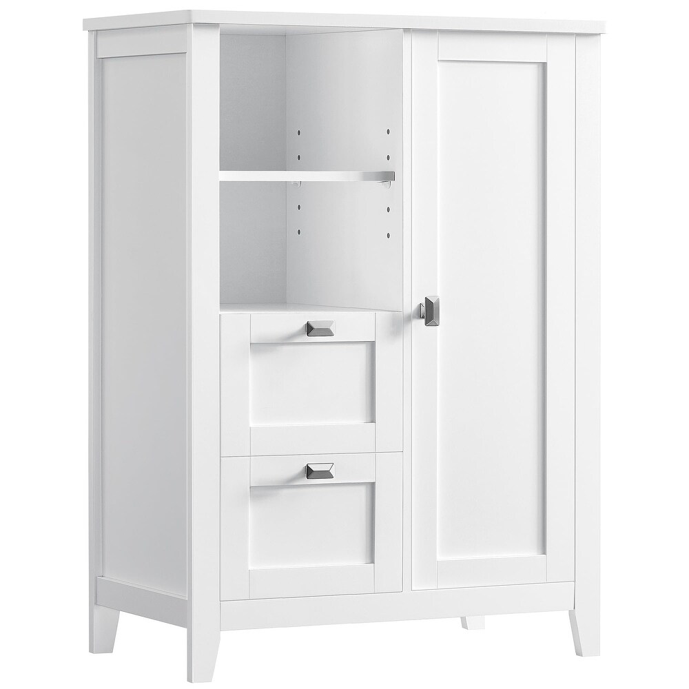 Bathroom Floor Storage Cabinet with Open Compartment and 2 Drawers