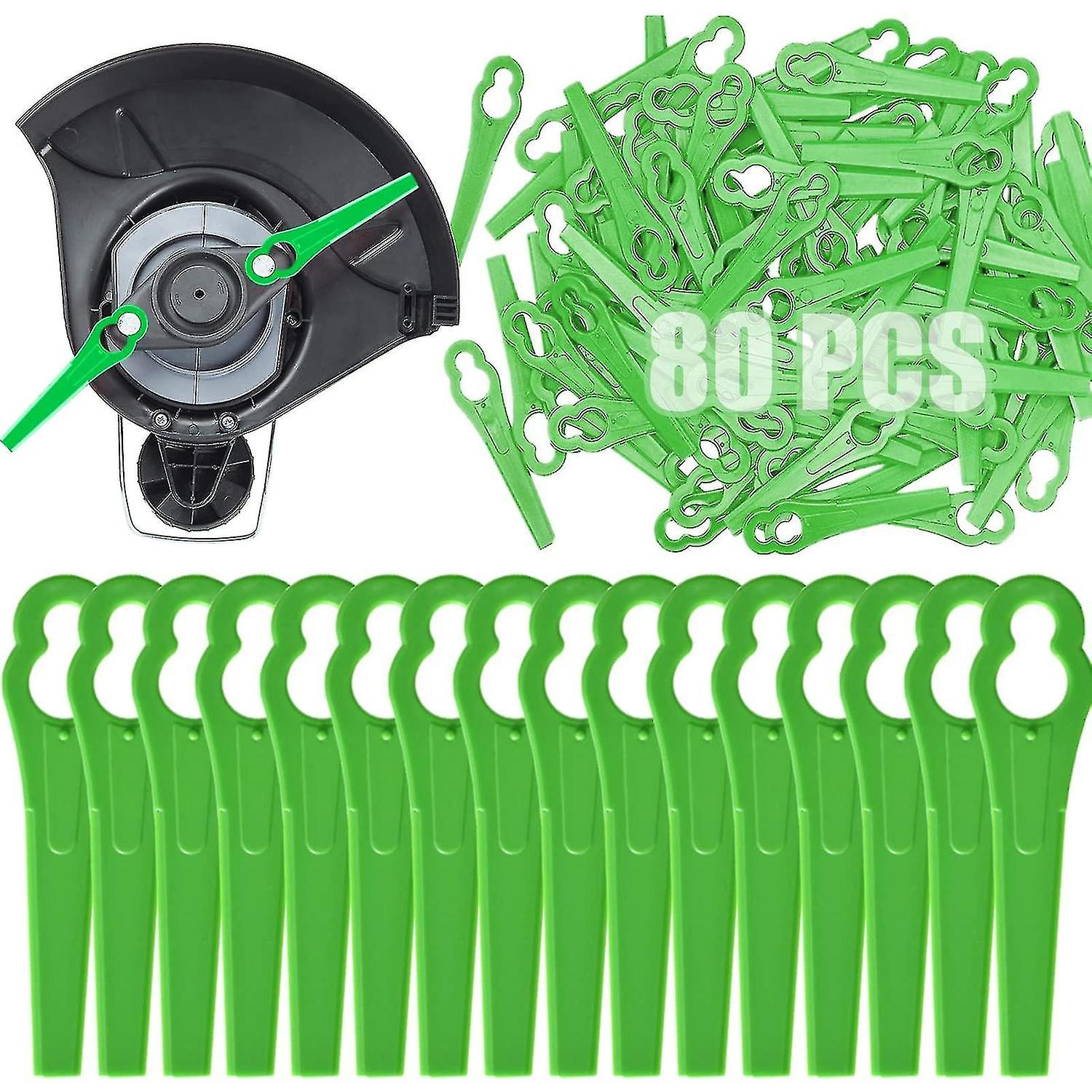 80pcs Grass Trimmer Replacement Blades，83mm Plastic Garden Mower Blades Cordless Lawn Mower Cutting