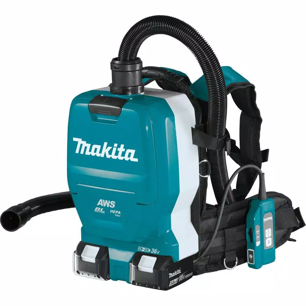 Makita 18-Volt X2 LXT Lithium-Ion (36V) Brushless 1/2 Gal. HEPA Filter Backpack Dry Dust Extractor Kit， AWS Capable (5.0 Ah) and#8211; XDC Depot