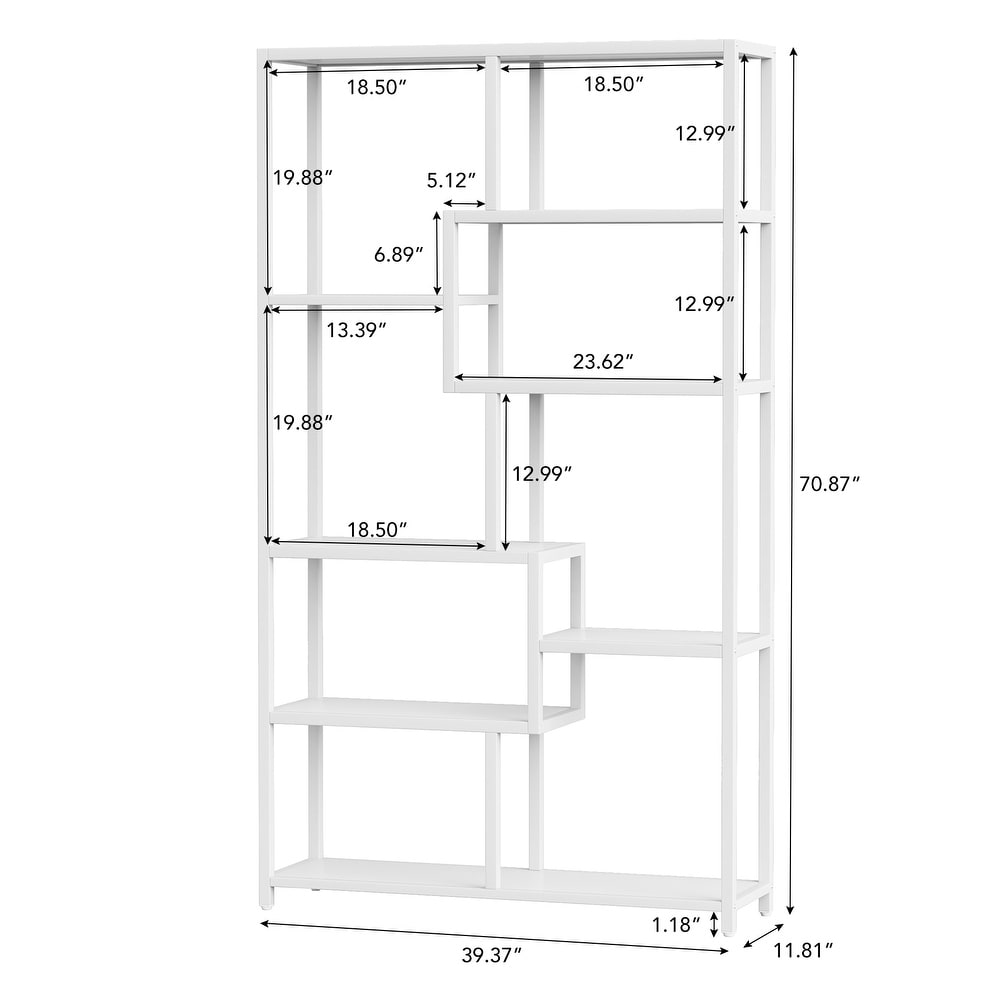 Bookshelf Bookcase  Gold 8 Open Shelf Etagere Bookcase with Faux Marble