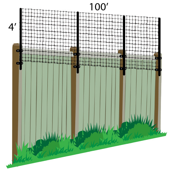 Easypetfence 4' x 100' Poly Extension Kit For Existing Wooden Fence