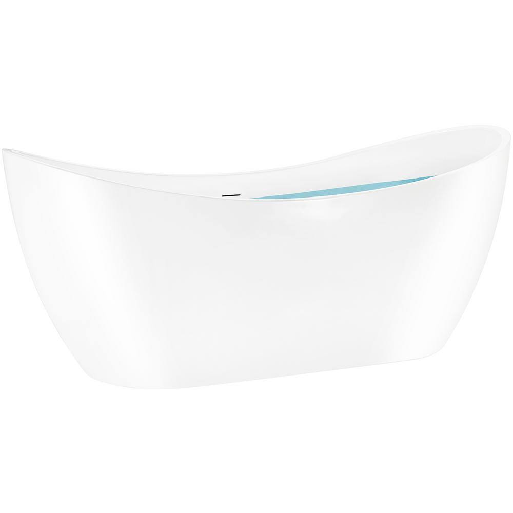 AKDY Freestanding Combo 54 in. Fiberglass Flatbottom Non-Whirlpool Bathtub in Glossy White BT0366-21